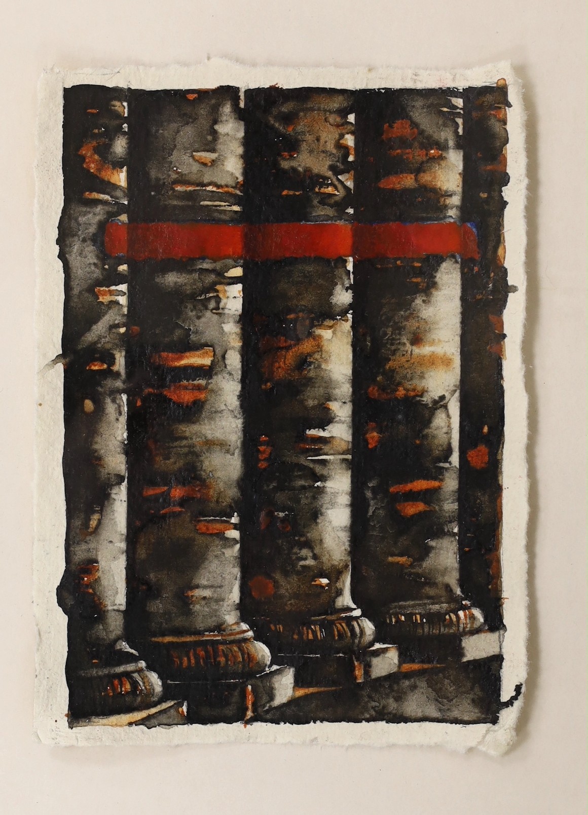 Graham Dean (b.1951), watercolour on handmade Indian paper, 'VVII', artist label verso dated 1996, 13 x 9cm